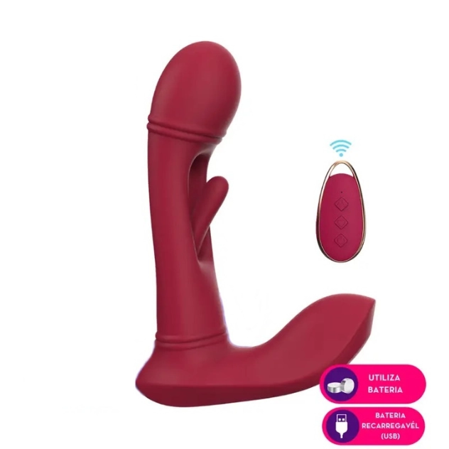 Vibrador de Calcinha 3 em 1 Estimulação Ponto G e Controle Remoto Vermelho Vibrador de Calcinha 3 em 1 Estimulação Ponto G e Controle Remoto Vermelho