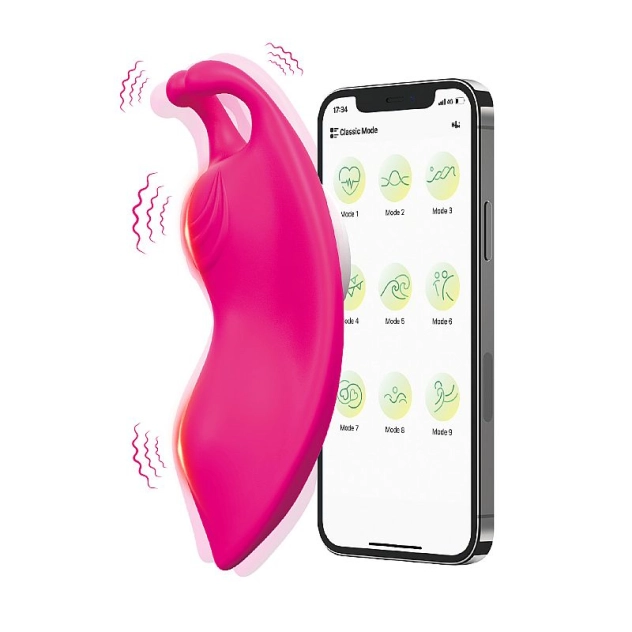Vibrador de Calcinha Controlaro Via APP com 10 Modos de Vibração Borboleta Buzzy Cor:Pink