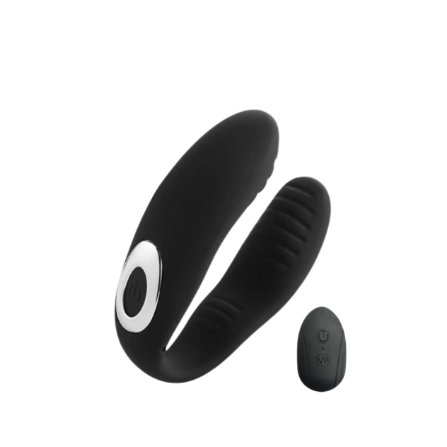Vibrador de Casal em U com 10 Modos de Vibrações Recarregável Preto
