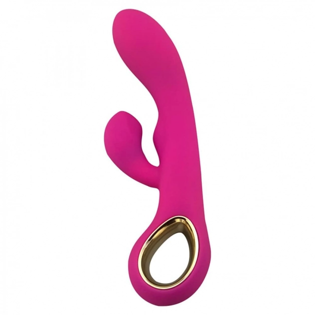 Vibrador de Luxo Recarregável Detalhes em Metal e Estimulador