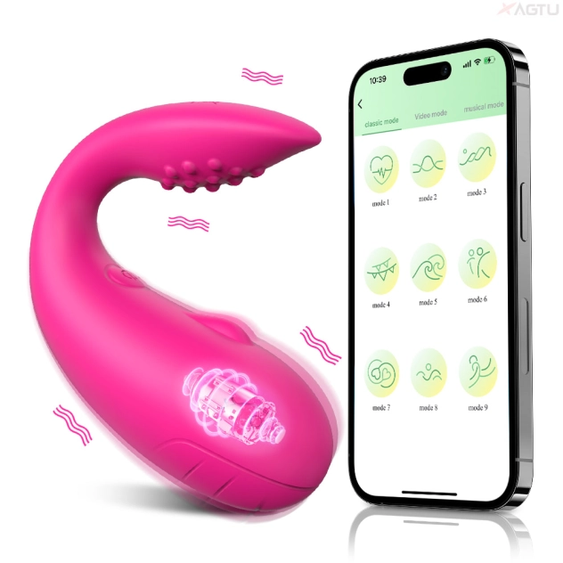 Vibrador em U com Aplicativo à Longa Distância e 10 Modos de Vibração com Estimulador na Ponta Pink - YOUVIBE