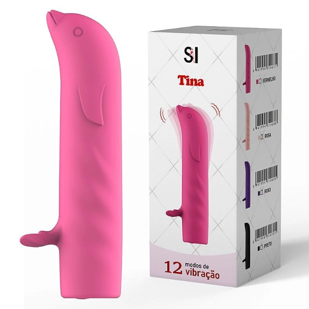 Vibrador Golfinho Ponto G Recarregável 12 Modos de Vibrações Pink - Tina