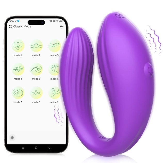 Vibrador para Casal com 10 Modos de Vibrações com Controle via Aplicativo Roxo - MANNUO