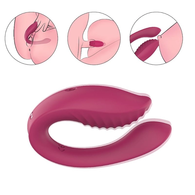 Vibrador para casal com controle remoto e 7 modos de vibração na cor rosa