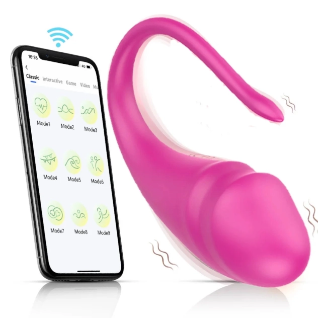 Vibrador para Casal via APP Formato U e Glande com 10 Modos de Vibração