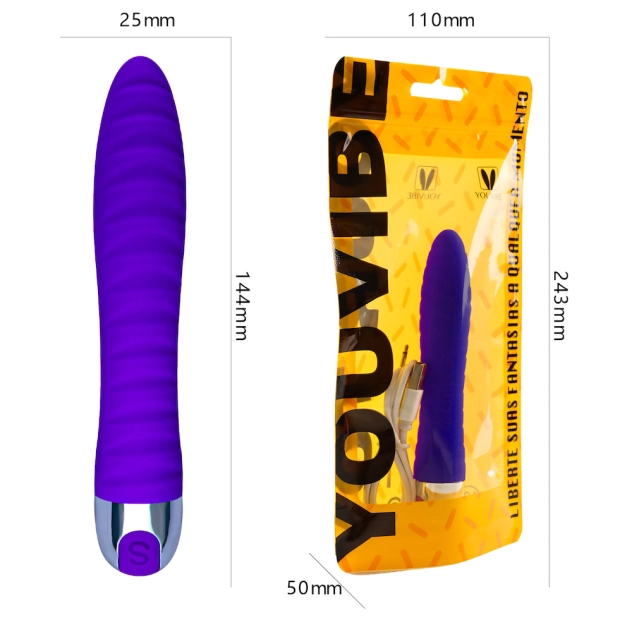 Vibrador Personal Textura Circular Recarregável com 10 Modos de Vibrações Roxo - YOUVIBE