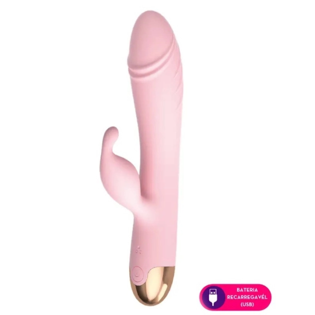 Vibrador Ponto G com Rotação 360 e Estimulador Clitoriano Slug Rosa Vibrador Ponto G com Rotação 360 e Estimulador Clitoriano Slug Rosa