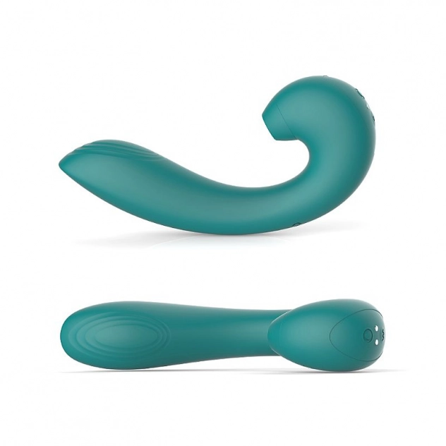 Vibrador Ponto G e Sugador de Clitóris Em Silicone Macio Recarregável