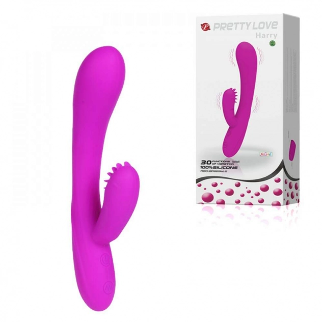 Vibrador Recarregável com Estimulador Clitoriano Pretty Love Harry