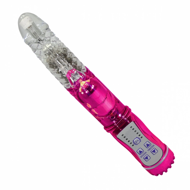 Vibrador Rotativo 36 Funções com Estimulador Clitoriano 22 x 3 cm 