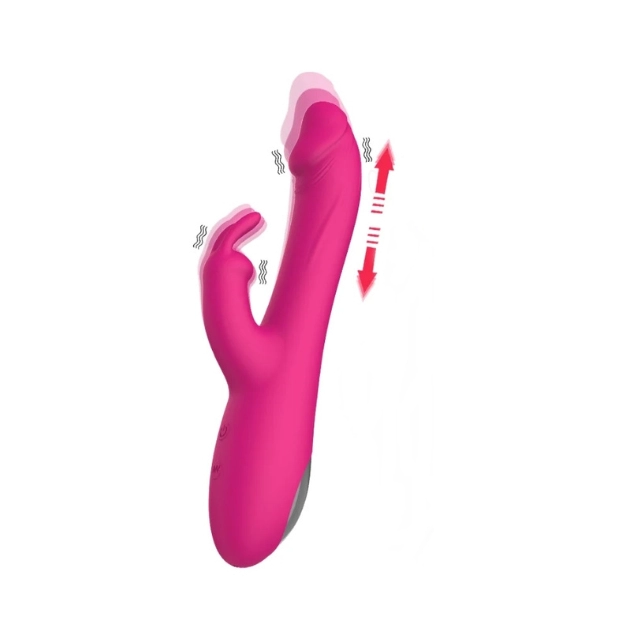 Vibrador Vai e Vem com Estimulador Rabbit Pink Vibrador Vai e Vem com Estimulador Rabbit Pink