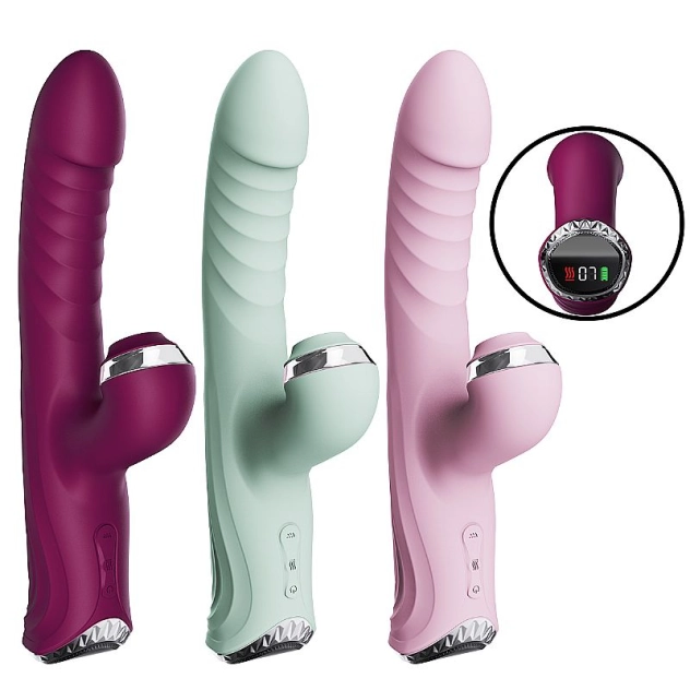 Vibrador Vai e Vem com Pulsação Ponto G e Clitóris e Tela de LCD Cor:Rosa