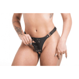 Cinto Em Couro para Penis Realístico Com Fivela Ajustável Linha Sado Bdsm - Sexy Fantasy