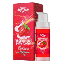 Eletric Plus Vibro Vibrador e Lubrificante Líquido Delicioso Sabor Morango 17g Soft Love