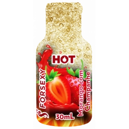 Gel Hot Comestível Sabor Morango com Champanhe 30 ml For Sexy 