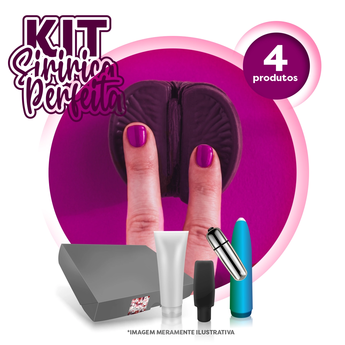 KIT Com Mini Vibrador para uma Siririca Perfeita e Mais 3 Itens
