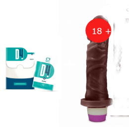Kit Lubrificante + Penis com Vibro 15 X 4 Cm Borracha Atoxico Negro