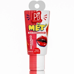 Mét Óleo para Massagem Corporal Beijável Morango 15ml Linha PB Eróticos La Pimienta