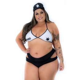 Mini Fantasia Xerife Sexy Plus Size Pimenta Sexy