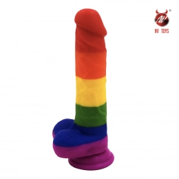 Pênis de Borracha com Ventosa Arco Íris Dildo Gode NV Toys