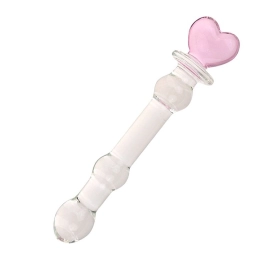 Plug Anal de Vidro com Base de Coração 20 x 2,8 cm Cor:Rosa