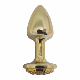 Plug Anal P Dourado com Pedra Cravejada em Strass Hard 