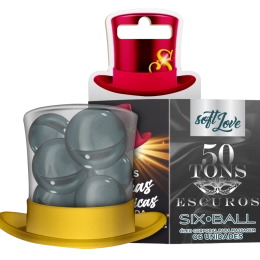 Six Ball 50 Tons Escuros Bolinha Explosiva Esquenta Pulsa Vibra com Forte Intensidade Com 6 Unidades Soft Love