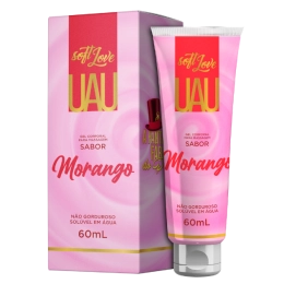 UAU Lubrificante Beijável Delicioso Sabor Morango 60ml Soft Love