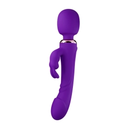 Vibrador 3 em 1 Ponto G com Estimulador Rabbit e Varinha Mágica Roxo Vibrador 3 em 1 Ponto G com Estimulador Rabbit e Varinha Mágica Roxo