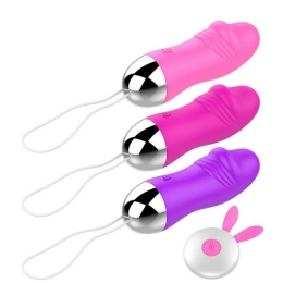 Vibrador Bullet em Formato de Glande com Controle de Coelhinho