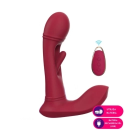 Vibrador de Calcinha 3 em 1 Estimulação Ponto G e Controle Remoto Vermelho