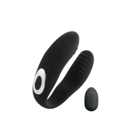 Vibrador de Casal em U com 10 Modos de Vibrações Recarregável Preto