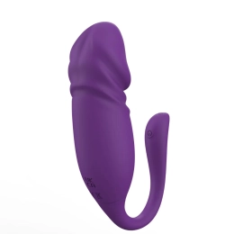Vibrador de Casal Vai e Vem em Formato de Glande por Aplicativo Roxo
