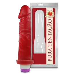 Vibrador Pênis de Borracha Frutado 18 x 4,4 cm Aroma de Morango