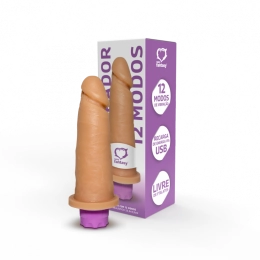 Vibrador Pênis Realístico Recarregável Via USB 12 Vibrações 15,3 x 4,5 cm - Sexy Fantasy