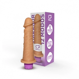 Vibrador Pênis Realístico Recarregável Via USB 12 Vibrações 18 x 4,4 cm - Sexy Fantasy