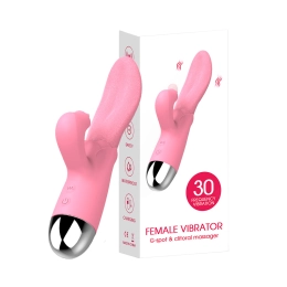 Vibrador Rabbit Ponto G em Formato de Língua com 30 Modos de Vibrações Rosa