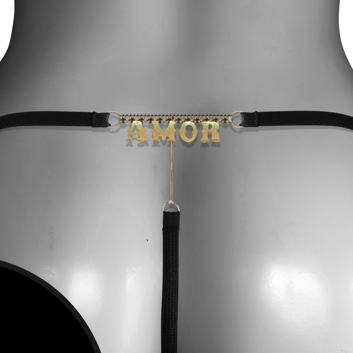 Calcinha Com Palavra "Amor" Letras Douradas e Strass Fio Sexy - Bohrer