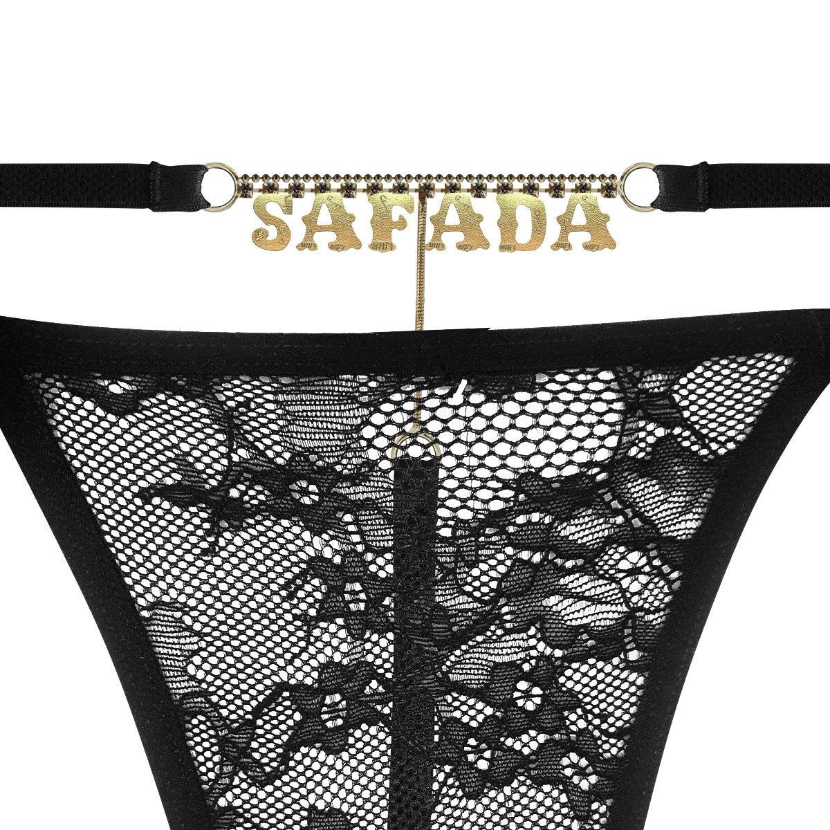 Calcinha Com Palavra "Safada" Letras Douradas e Strass Fio Sexy - Bohrer