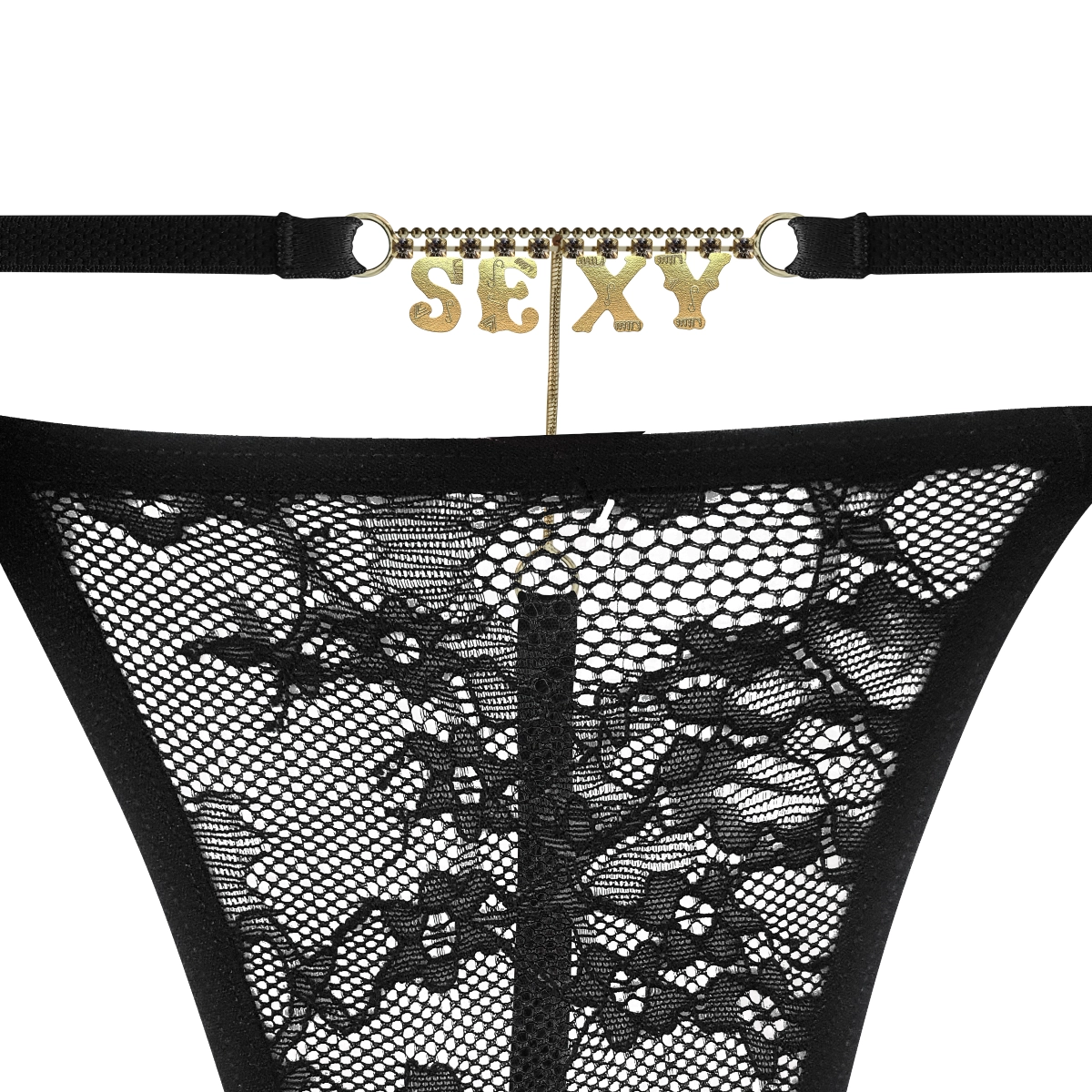 Calcinha Com Palavra "Sexy" Letras Douradas e Strass Fio Sexy - Bohrer