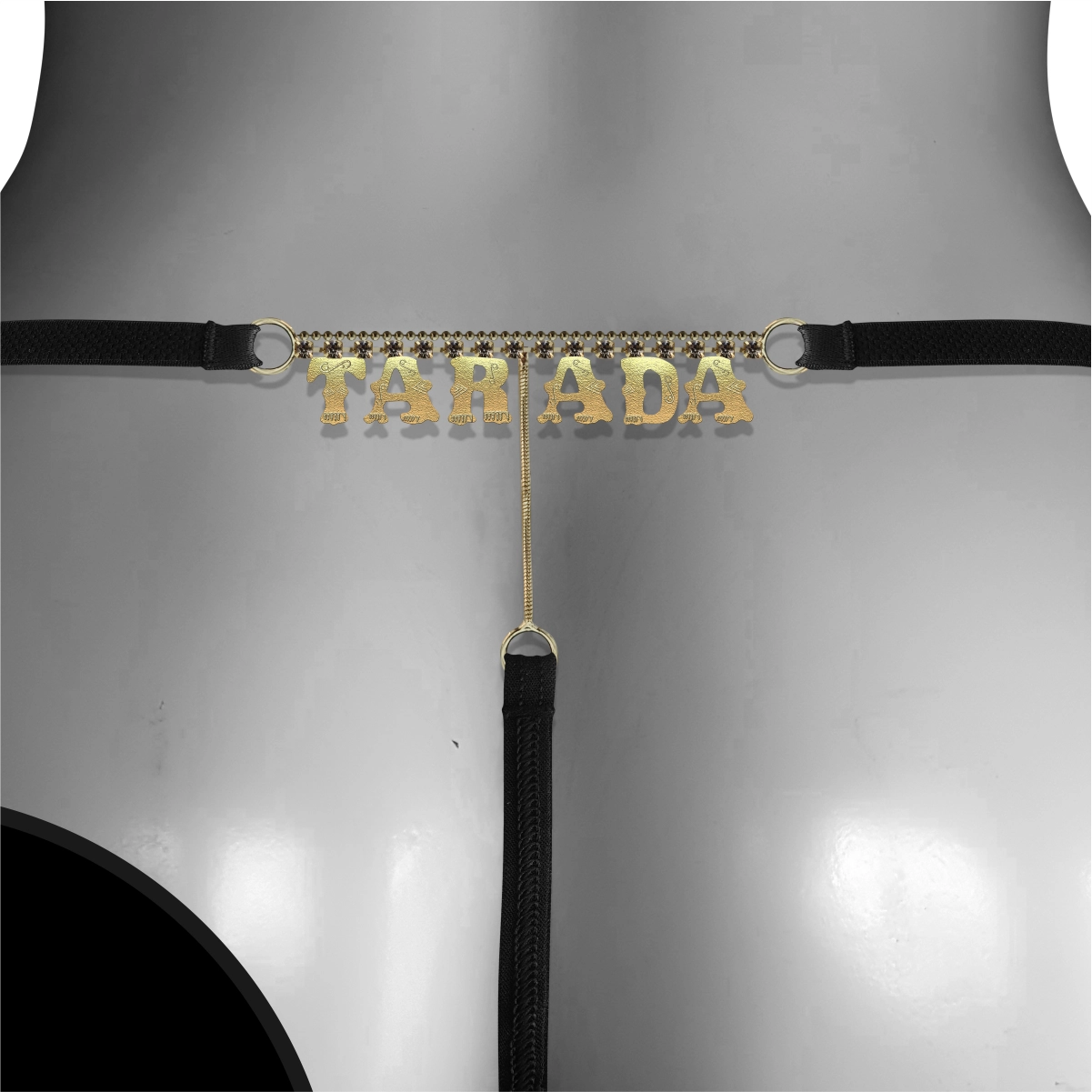 Calcinha Com Palavra "Tarada" Letras Douradas e Strass Fio Sexy - Bohrer