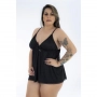 Camisola Dantele Fechada Plus Size