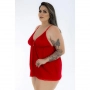 Camisola Dantele Fechada Plus Size