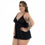 Camisola Dantele Fechada Plus Size