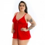 Camisola Dantele Fechada Plus Size