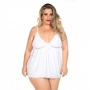 Camisola Dantele Fechada Plus Size