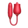 Estimulador Clitoriano Duplo em Formato de Flor Vermelho