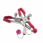Kit BDSM 4 em 1 com Rabo de Coelho com Tiara Grampos para os seios em Metal e Gargantilha Vermelho