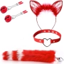 Kit Bondage Fox 4 em 1 BDSM Vermelho e Branco Kit Bondage Fox 4 em 1 BDSM Vermelho e Branco