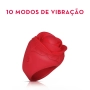 Mini Vibrador Anel para Dedo em Formato de Rosa com 10 Modos de Vibração
